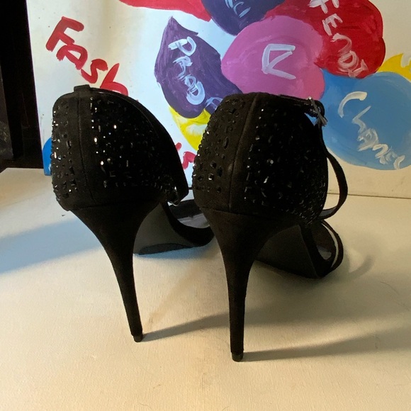 Nine West Suede and Embellished Heel Ankle Strap StilettoSize 12M - Picture 3 of 5